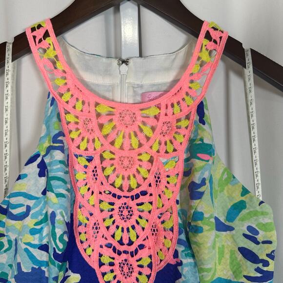 Lily Pulitzer Pearl Shift Dress Brilliant‎ Blue Wade and Sea Sz 00 - Picture 2 of 8